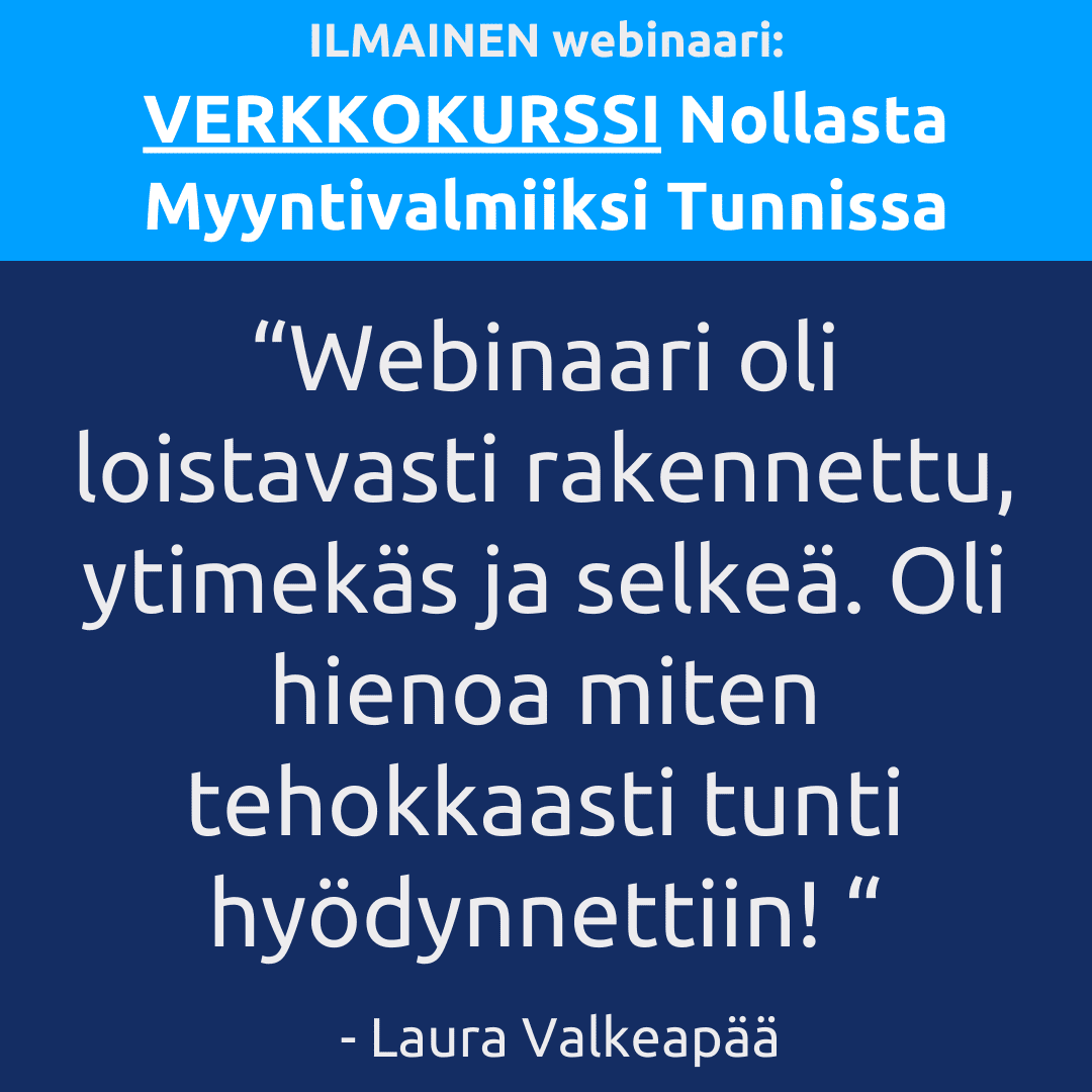 Verkkokurssi nollasta myyntivalmiiksi tunnissa, ilmainen webinaari